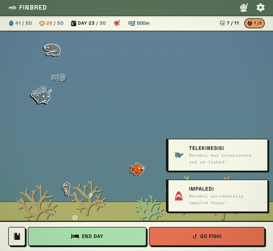 Finbred Telekinesis and Impale trait toasts firing during tank phase